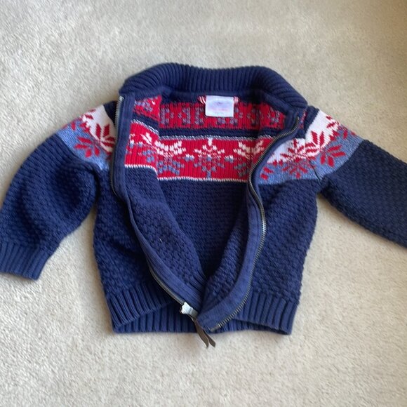 Hanna Andersson North Star Snowflake Fair Isle Zip Cardigan Sweater 18-24 months - Picture 5 of 11